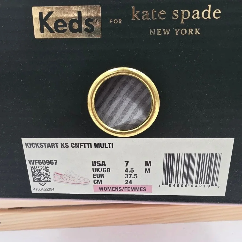 Keds x Kate Spade Kickstart Women 7 Multi Confetti Heart Canvas Sneakers WF60967